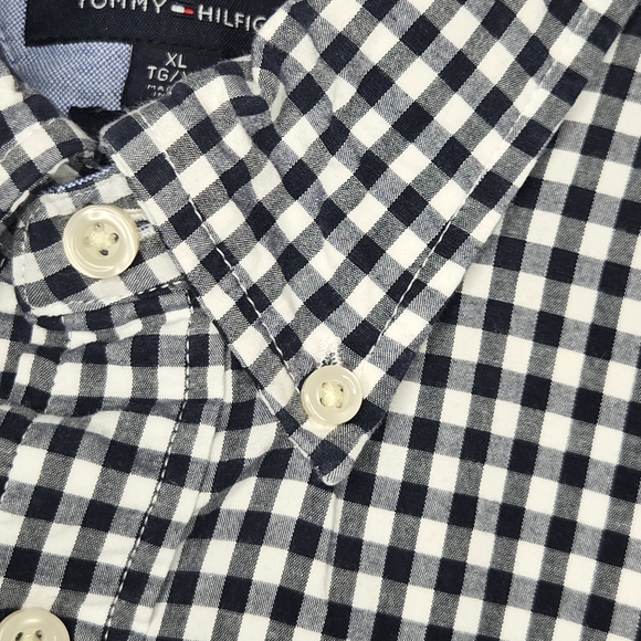 Tommy Hilfiger Men Classic Fit Stretch Navy Blue Plaid Button Down Shirt Size XL - Picture 5 of 10